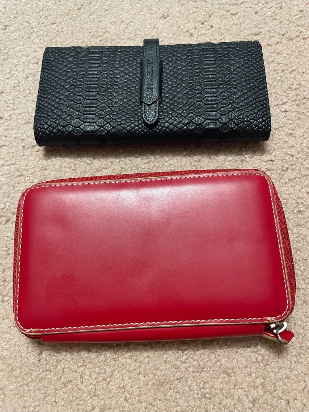 Classic Red Zip-Around Leather Wallet